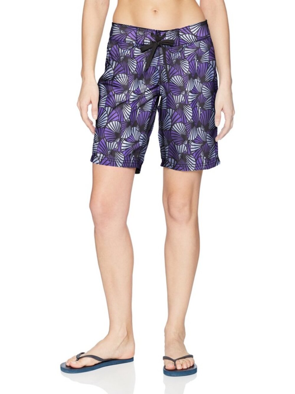 Kanu Surf Audrey Printed Swim Board Shorts Purple Shell Pattern Size 14